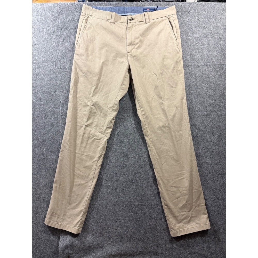 Vineyard Vines Breaker Pant Mens 34x32 Khaki Tan Stretch Cotton Chino Trousers
